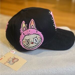 CashedOut Hats LA Labubu inspired Rhinestone Snapback Black Pink OS